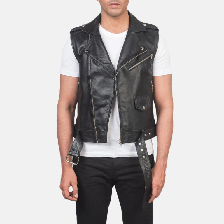 Mens Sullivan Black Leather Biker Vest_3775-4-1618226087077